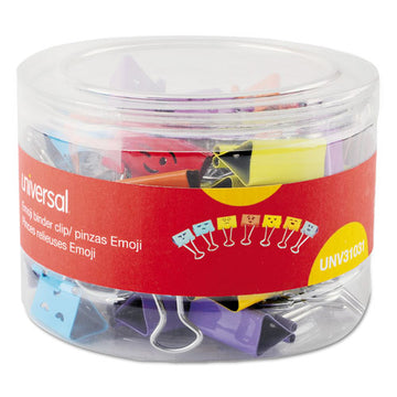 Universal® Emoji Themed Binder Clips In Dispenser Tub, Medium, Assorted Colors, 42-pack freeshipping - TVN Wholesale